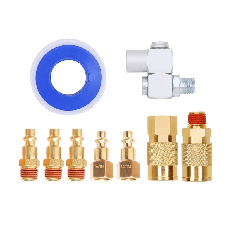 FYPower 10 Pieces Hybrid Lead-in Air Hose kit, 3/8 Inch x 6 ft Whip Air Compressor Hose Kit, 1/4" NPT Air Coupler and Plug, Industrial Solid Brass Quick Connect, 360Â° Swivel Connector - Image 3